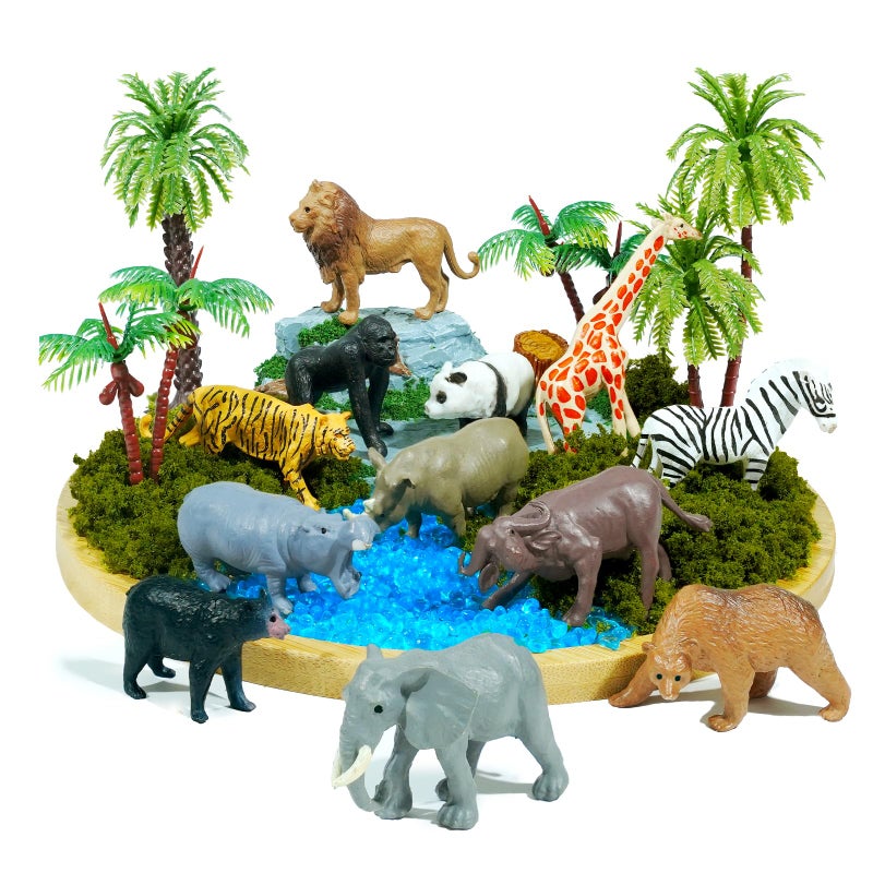 Rileryan 20 PCS Wild Jungle Rainforest Animals Diorama Supplies Kit Mini Safari African Animal Diorama Forest Zoo Plastic Animals Figurines Accessories Home Decor - Image 3