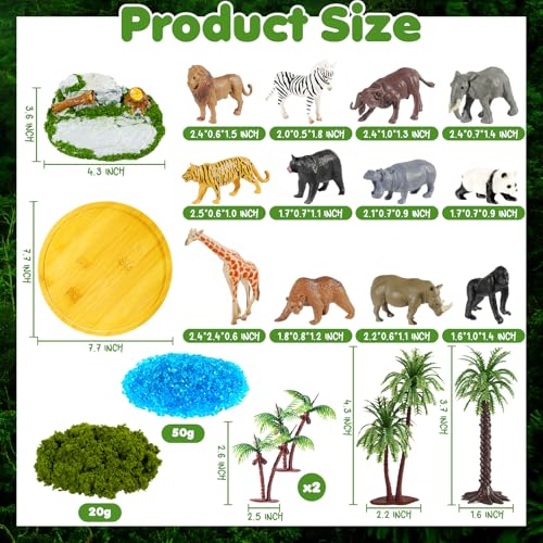Rileryan 20 PCS Wild Jungle Rainforest Animals Diorama Supplies Kit Mini Safari African Animal Diorama Forest Zoo Plastic Animals Figurines Accessories Home Decor - Image 5