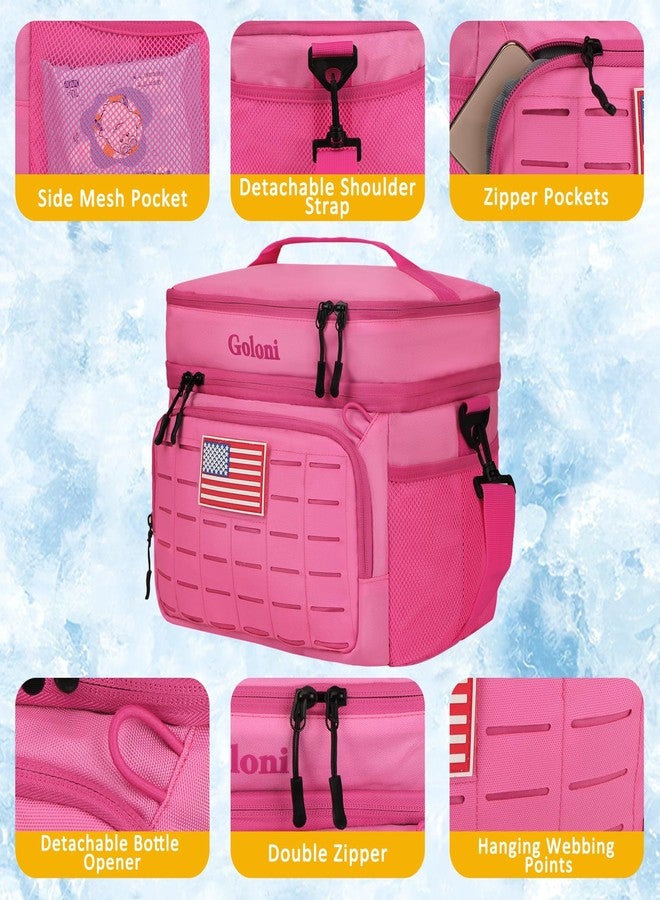 Goloni Portable Insulated Cooler Bag, Leakproof Soft-Sided Lunch Bag with Shoulder Strap,8mm Insulation Keeps Cool 16+ for Camping, Beach, Picnics,Pink - Image 4