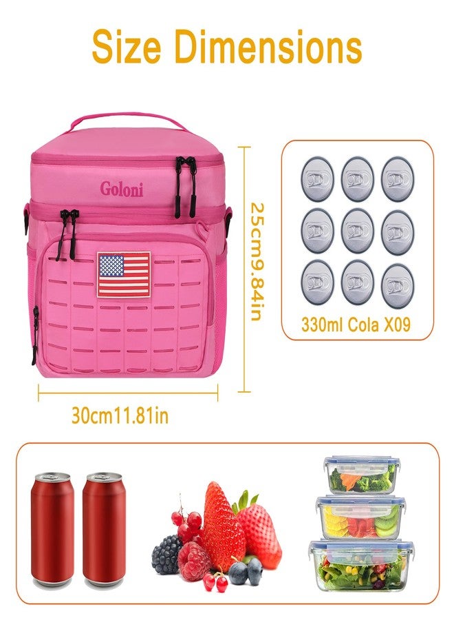 Goloni Portable Insulated Cooler Bag, Leakproof Soft-Sided Lunch Bag with Shoulder Strap,8mm Insulation Keeps Cool 16+ for Camping, Beach, Picnics,Pink - Image 3