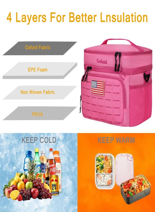 Goloni Portable Insulated Cooler Bag, Leakproof Soft-Sided Lunch Bag with Shoulder Strap,8mm Insulation Keeps Cool 16+ for Camping, Beach, Picnics,Pink - Image 2