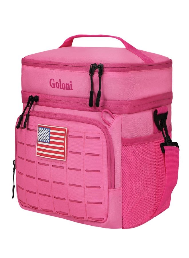 Goloni Portable Insulated Cooler Bag, Leakproof Soft-Sided Lunch Bag with Shoulder Strap,8mm Insulation Keeps Cool 16+ for Camping, Beach, Picnics,Pink - Image 1