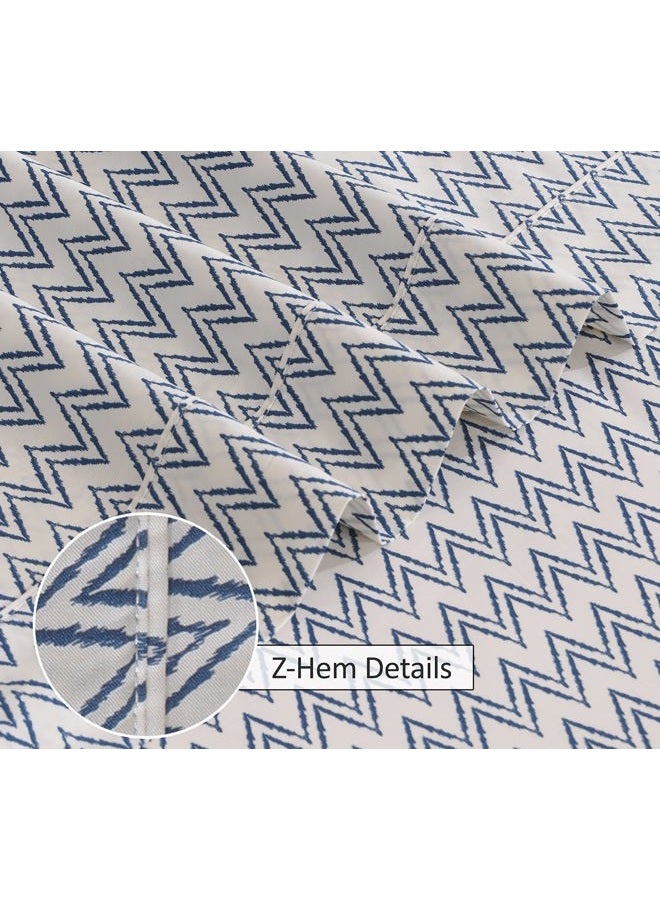 Ruvanti 100% Cotton King Size Sheets Set, 4 Pieces, Soft & Breathable Percale Weave Bedding, Deep Pocket 16", Hotel Standard, Crisp Cool Feel, Durable, Perfect Floral Bed Sheet, Chevron - Image 4