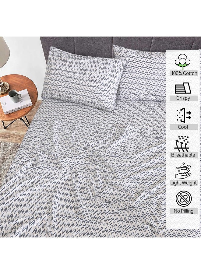 Ruvanti 100% Cotton King Size Sheets Set, 4 Pieces, Soft & Breathable Percale Weave Bedding, Deep Pocket 16", Hotel Standard, Crisp Cool Feel, Durable, Perfect Floral Bed Sheet, Chevron - Image 2