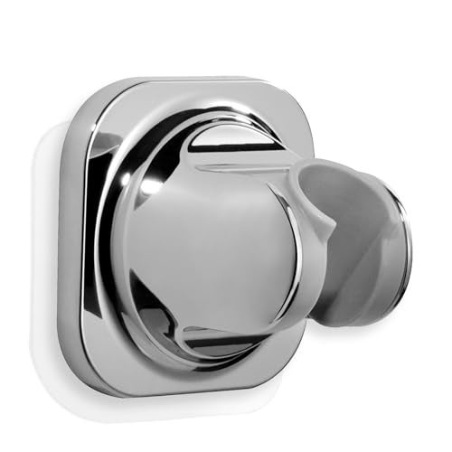 RIVOODS Handheld Shower Head Holder - 5 Angles Adjustable - Concealed Adhesive Mount - Screw Alternative - Bathroom Wall Mounted Shower Wand Holder ( Chrome Finish) - Image 1