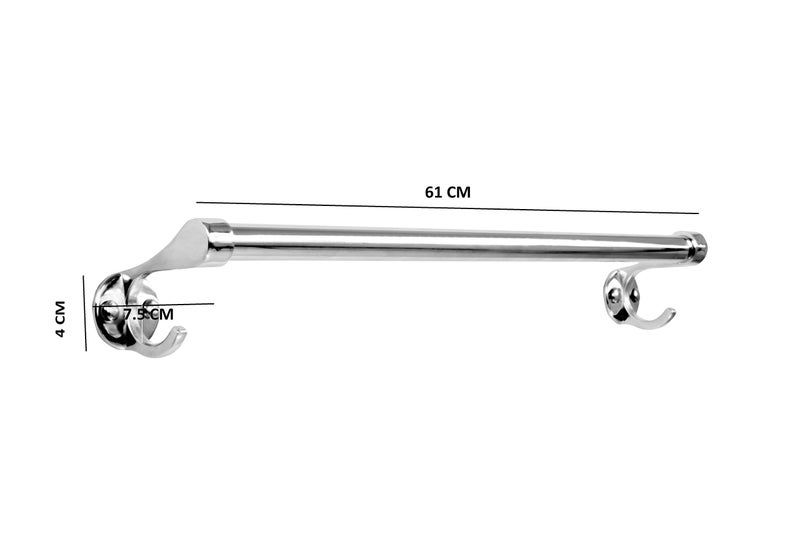GARBNOIRE Stainless Steel Hook Towel Rod 24 inch Towel Holder Rod for Bathroom | Kitchen | Living Room - Image 2