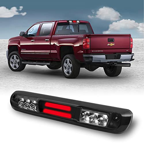KOMAS 3rd Third Tail Rear Brake Light Replacement For 2007 2008 2009 2010 2011 2012 2013 Chevy Silverado/GMC Sierra High Mount Waterproof 3D Dual Row LED Bar (Smoke Lens) - Image 1