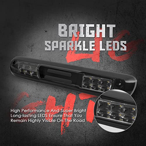 KOMAS 3rd Third Tail Rear Brake Light Replacement For 2007 2008 2009 2010 2011 2012 2013 Chevy Silverado/GMC Sierra High Mount Waterproof 3D Dual Row LED Bar (Smoke Lens) - Image 2