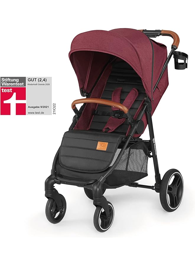 Kinderkraft Pushchair Grande Burgundy 0 2 Months - Image 2