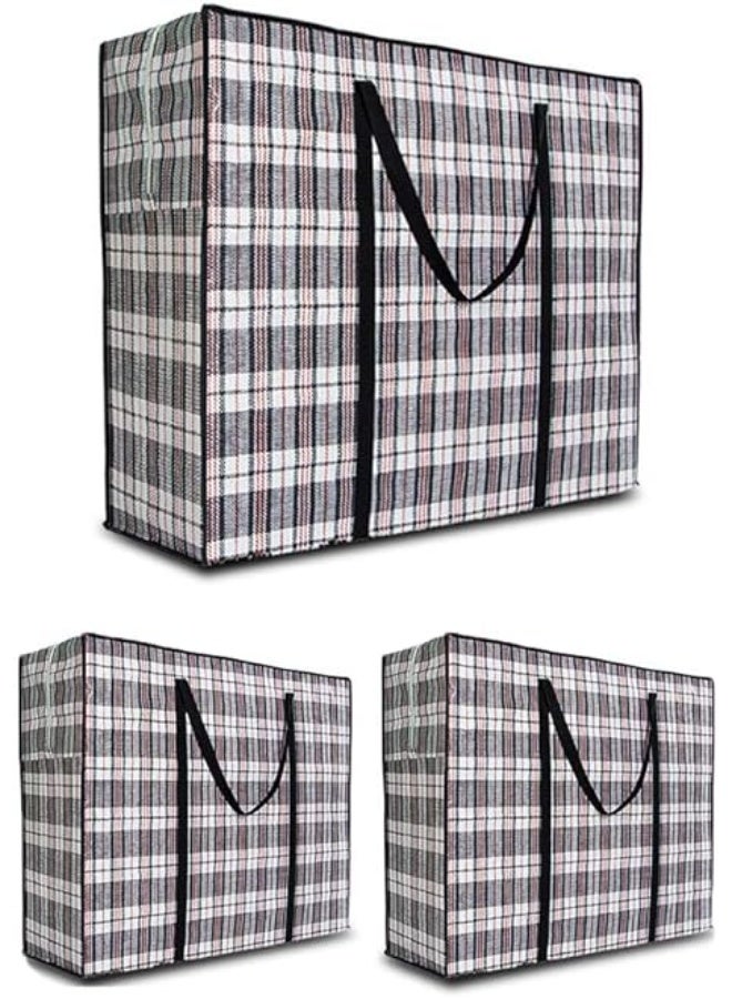 DUNISO 3-Pack Moving Bags, Sturdy And Durable Laundry Storage Bags, Foldable Large Capacity Woven Bags, Reusable, Suitable For Moving, Blankets, Clothes, Groceries, Etc., 78 * 55 * 25 Cm. - Image 1