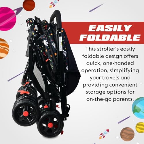 KIDBITKART Umbo Baby Stroller Pram for 0-3 Years 5 Point Safety Harness,360° Swivel Wheel Stroller (Black) - Image 5