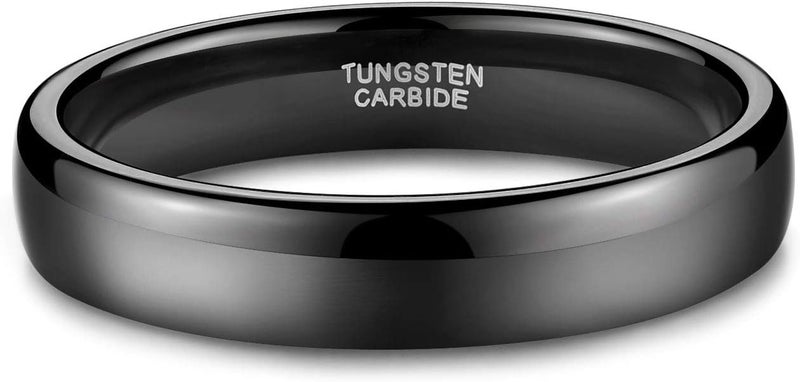 TRUMIUM Black Tungsten Ring for Men and Women - Domed High Polish Comfort Fit Wedding Band - Image 3