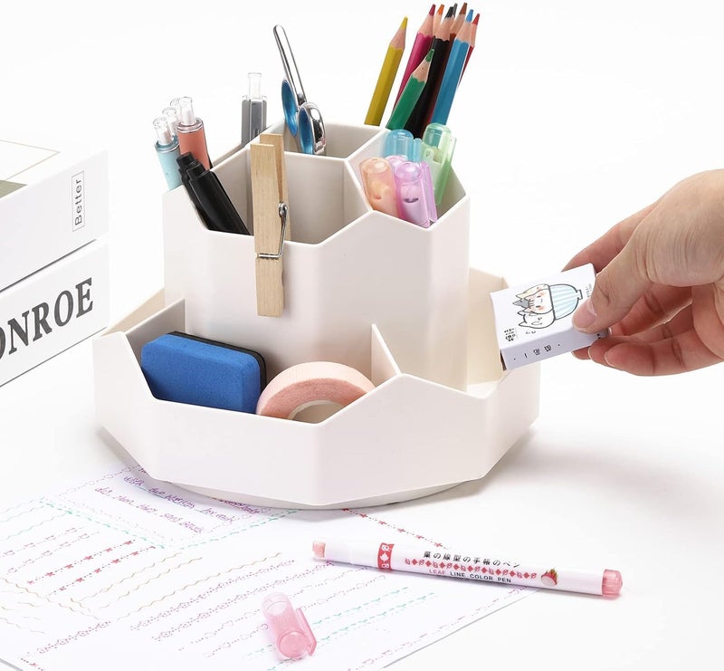 HOLLIO 360 Degree Rotating Desk Organizers Pen & Pencil Holders and Stationery Organiser,Desktop Storage Stationery Supplies Organizer, Cute Pencil Cup Pot For Office, School, Home - Image 2