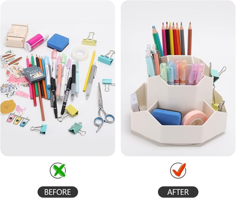 HOLLIO 360 Degree Rotating Desk Organizers Pen & Pencil Holders and Stationery Organiser,Desktop Storage Stationery Supplies Organizer, Cute Pencil Cup Pot For Office, School, Home - Image 5