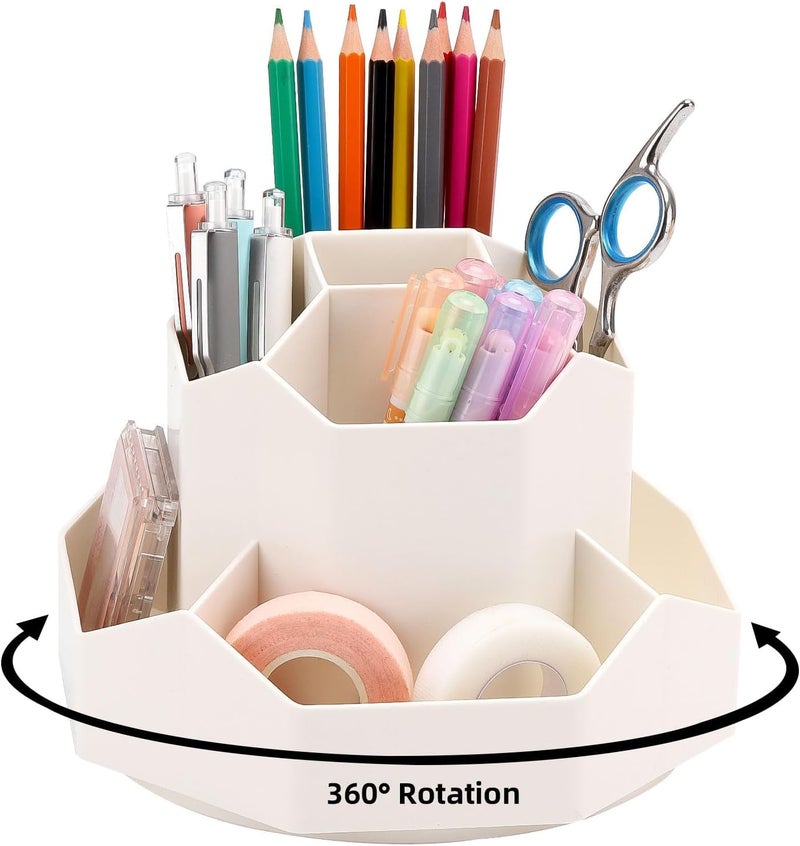 HOLLIO 360 Degree Rotating Desk Organizers Pen & Pencil Holders and Stationery Organiser,Desktop Storage Stationery Supplies Organizer, Cute Pencil Cup Pot For Office, School, Home - Image 1