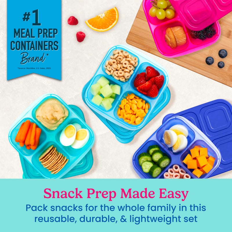 Bentgo Easyboxes 4-Compartment Snack Containers - 8-Piece Set with 4 Trays & 4 Custom-Fit Lids to Seal in Freshness - Reusable Food Storage & Meal Prep Bento BPA-Free Containers (Jewel Brights) - Image 2