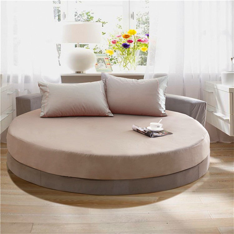 Cotton Solid Color Round Bed Hat Single Piece Cotton Plain Color Round Bed Hat Bed Sheet Bedspread Protective Cover - Image 1