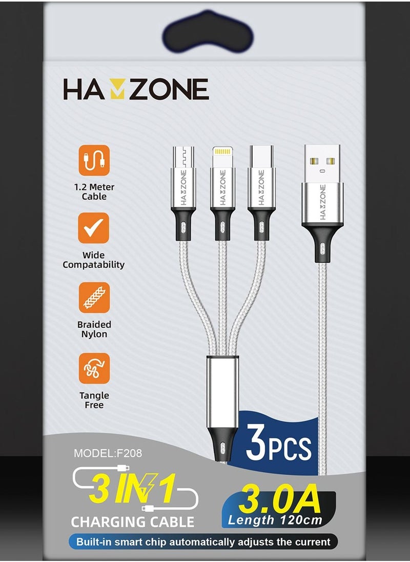 Hamzone - Hamzone 3 in 1 3A Fast Charging Cable - Image 1