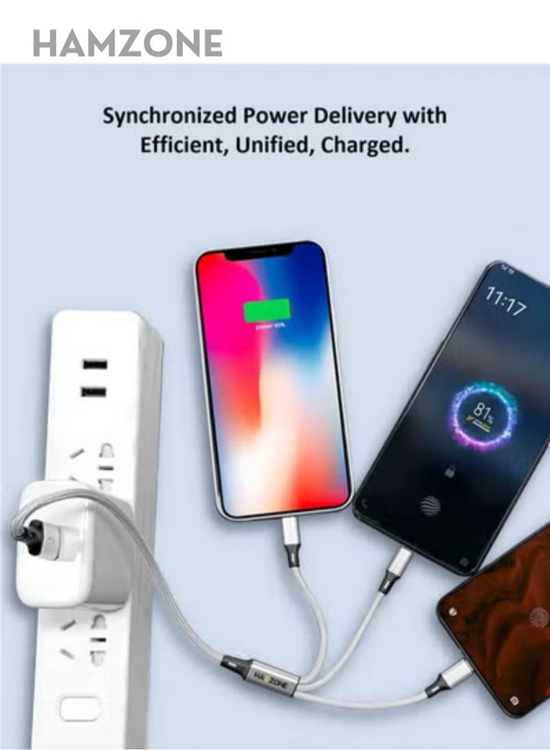 Hamzone 3 in 1 Fast Charging Cable 3A, Pack of 3 Multi USB Charging Cords, Nylon Braided USB to Lightning, Type C, Micro USB, Compatible with iPhone 16 15 14 13 12 11, Samsung, Huawei, Android, iPad, Phones and Tablets - Image 5
