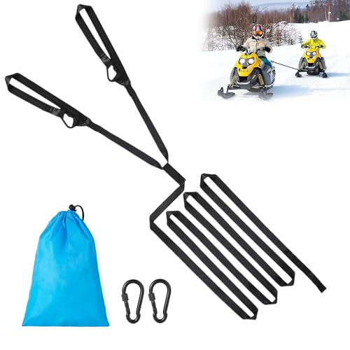 ALLTOOALL 20ft Snowmobile Tow Straps, Heavy-Duty Tow Rope with Two Black Metal Hooks, Emergency Safety Tool Accessories Kit for Sled, Skidoo, ATV - Image 1