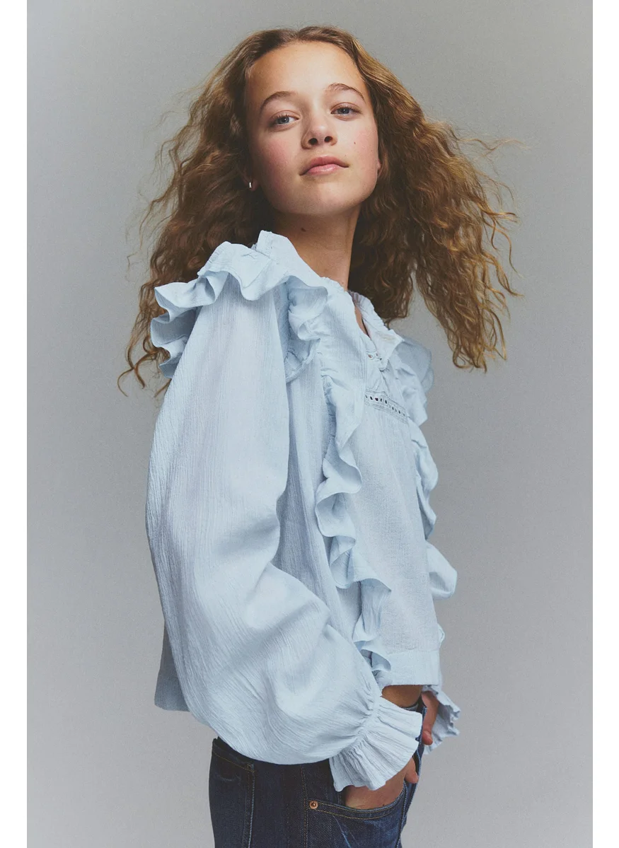 اتش اند ام Flounced Cotton Blouse