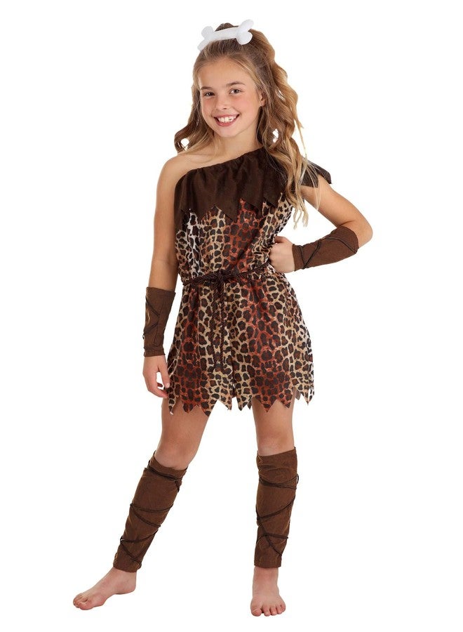 Fun Costumes Prehistoric Cave Girl Costume - Romper, Gauntlets, Leg Warmers, Hairclip, Belt - X-Small, Multicolor - Image 1