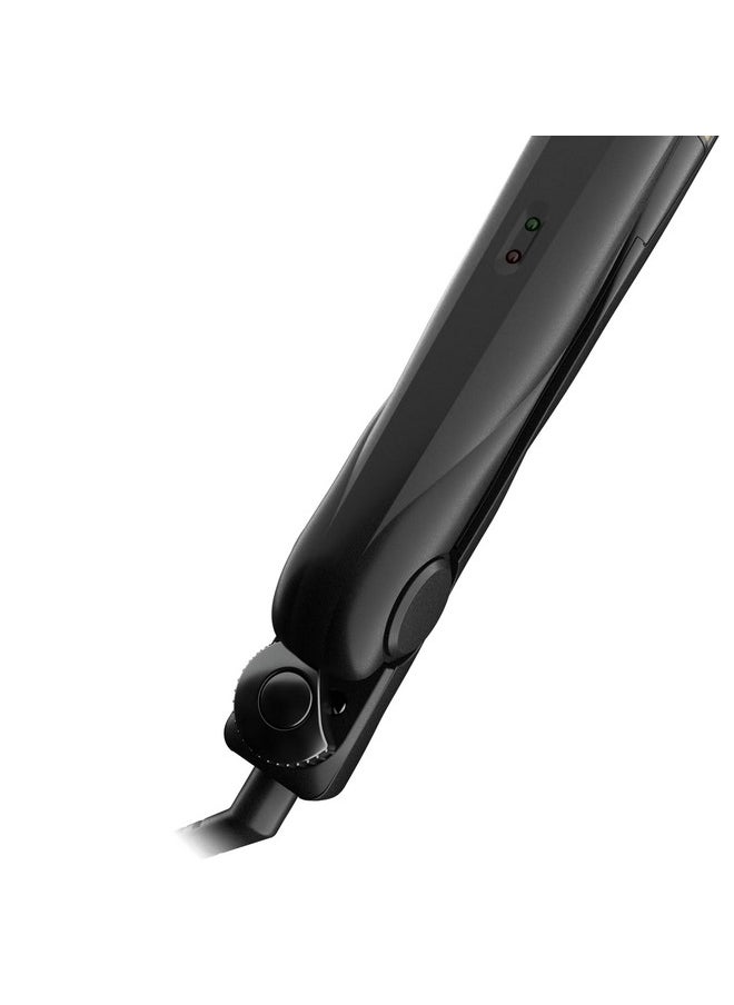 andis - 67695 Professional Curved Edge 1Inch 450ºf High Heat Tourmaline Nanoceramic Hair Flat Iron With Dual Voltage And Auto Shutoff Frizzfree Ceramic Hair Straightener Black/Gold - Image 1