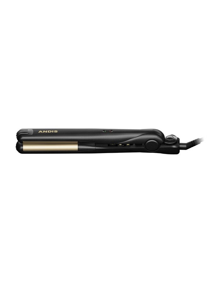 andis - 67695 Professional Curved Edge 1Inch 450ºf High Heat Tourmaline Nanoceramic Hair Flat Iron With Dual Voltage And Auto Shutoff Frizzfree Ceramic Hair Straightener Black/Gold - Image 1