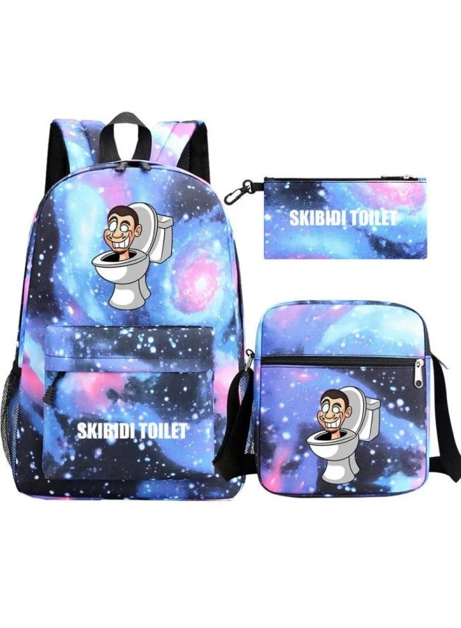 general 3Pcs Skibidi Toilet Backpack Set,School Backpack,Large Capacity Casual Backpack with Lunch Bag and Pencil case for Boys Girls Fans - Image 1