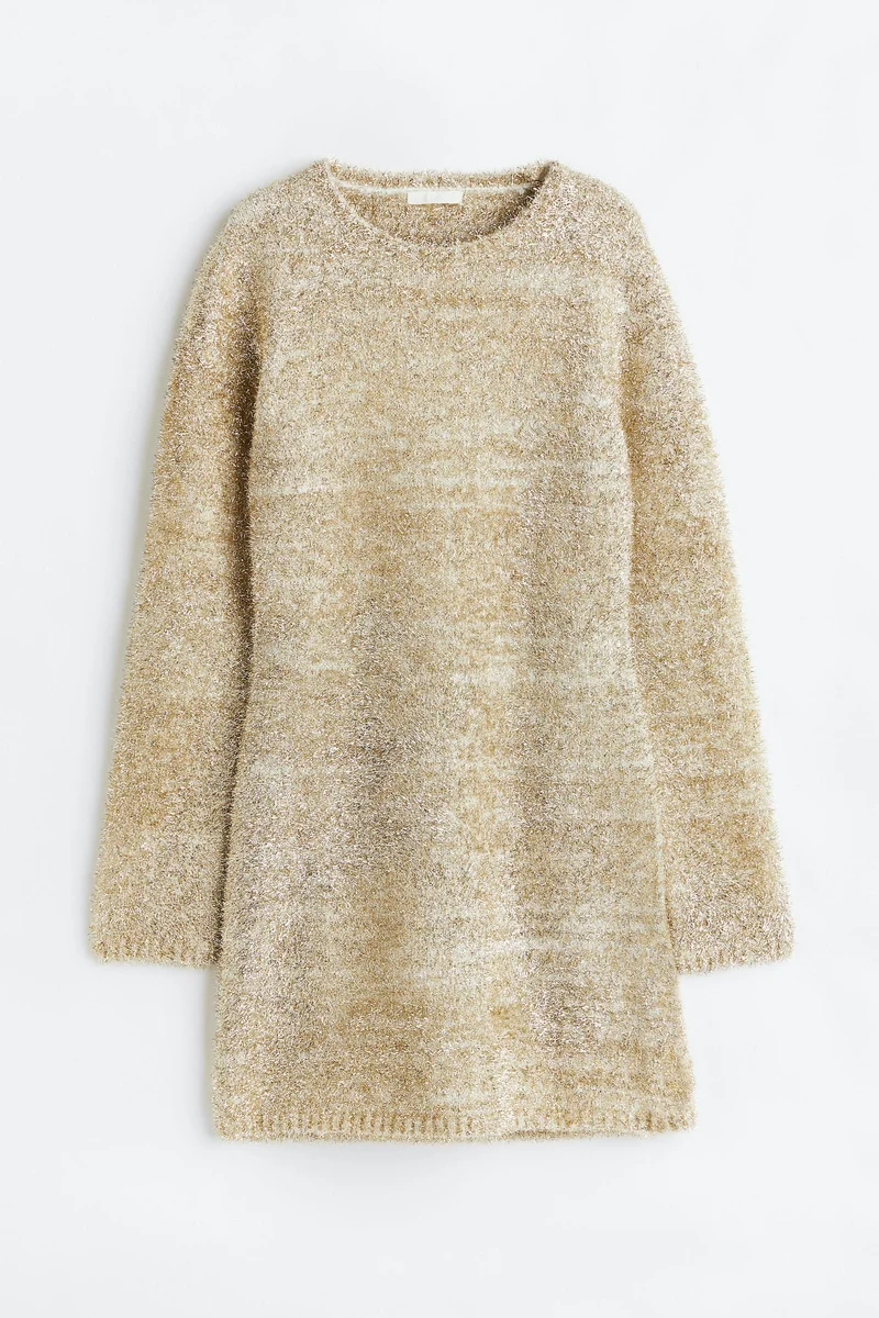 اتش اند ام فستان بأجزاء مفتوحة ونسيج لامع