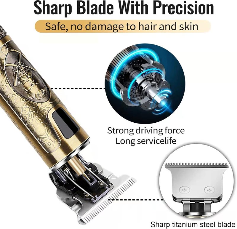 Excefore Beard Trimmer for Mens, Rechargeable Electric Hair Clippers with LCD Screen, Titanium Precision T Blade Trimmer for Families and Barber Gift - Image 2