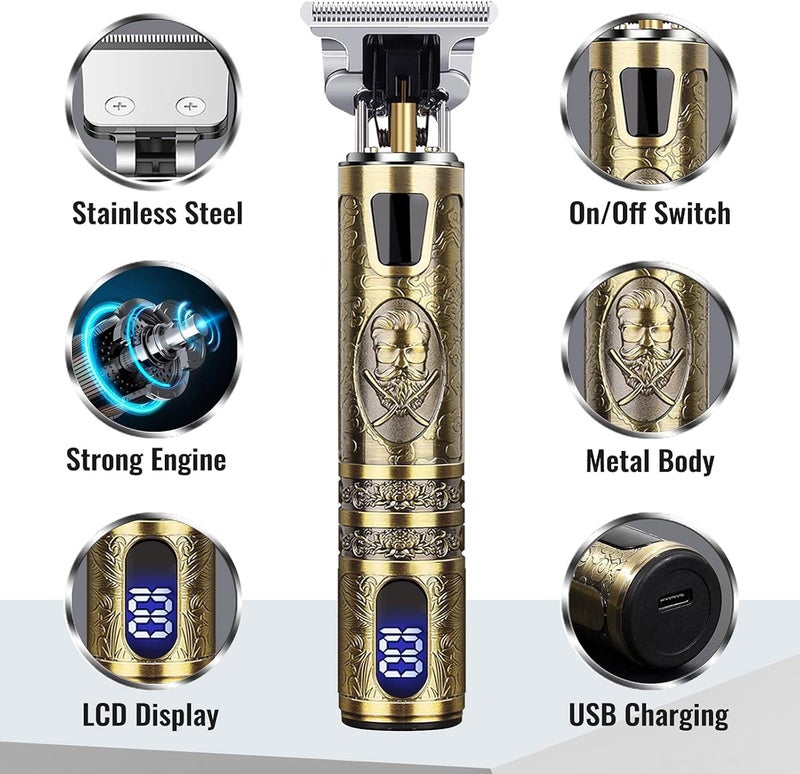 Excefore Beard Trimmer for Mens, Rechargeable Electric Hair Clippers with LCD Screen, Titanium Precision T Blade Trimmer for Families and Barber Gift - Image 5