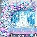 Winrayk 159Pcs Frozen Birthday Party Decorations for Girls Frozen Balloon Arch with Wonderland Backdrop Tablecloth Large Snowflake Balloon Sticker Princess Christmas Winter Wonderland Decorations - Image 2