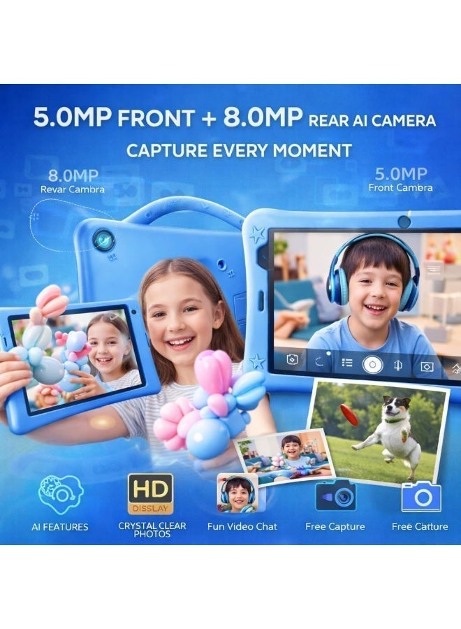 Dmarqa P801 Kids Tablet, 8 Inch HD 1280x800, Android 13, 8GB RAM, 512GB Storage, 5000mAh Battery, 5MP+8MP Camera, Dual SIM, Shockproof EVA Case change to arabic - Image 4