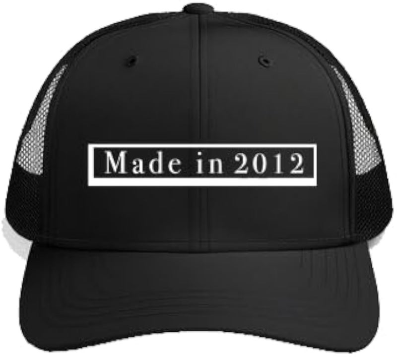 Made in 2012 Plain unisex baseball cap Black