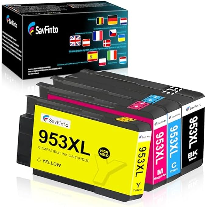 953XL PRINTER CARTRIDGES REPLACEMENT FOR HP 953 XL CARTRIDGES MULTIPACK COMPATIBLE WITH HP OFFICEJET PRO 7740 8218 8710 8715 8718 8719 8720 8725 8730 8740 (PACK OF 4) - Image 1