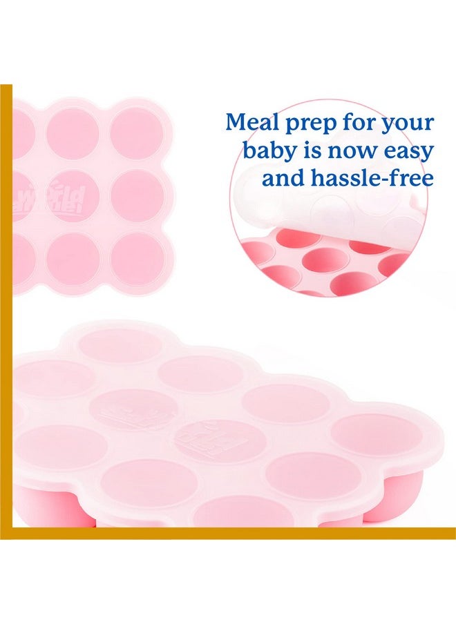 Samuelworld Baby Breast Milk And Food Storage Container 12 Portions X 2.5Oz Stackable Food Grade Silicone Tray With Clip On Hard Lid For Homemade Purees Vegetables & Fruits Pink  - Image 5