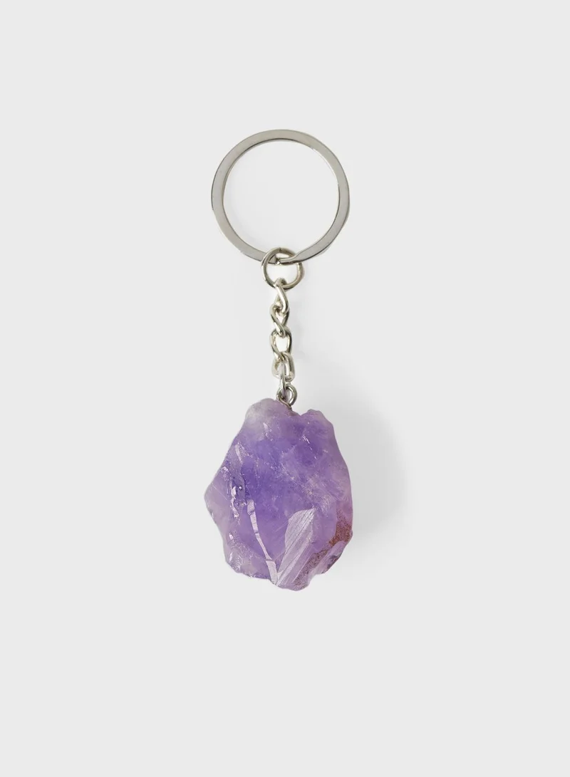 Prickly Pear Amethyst Crystal Keychain