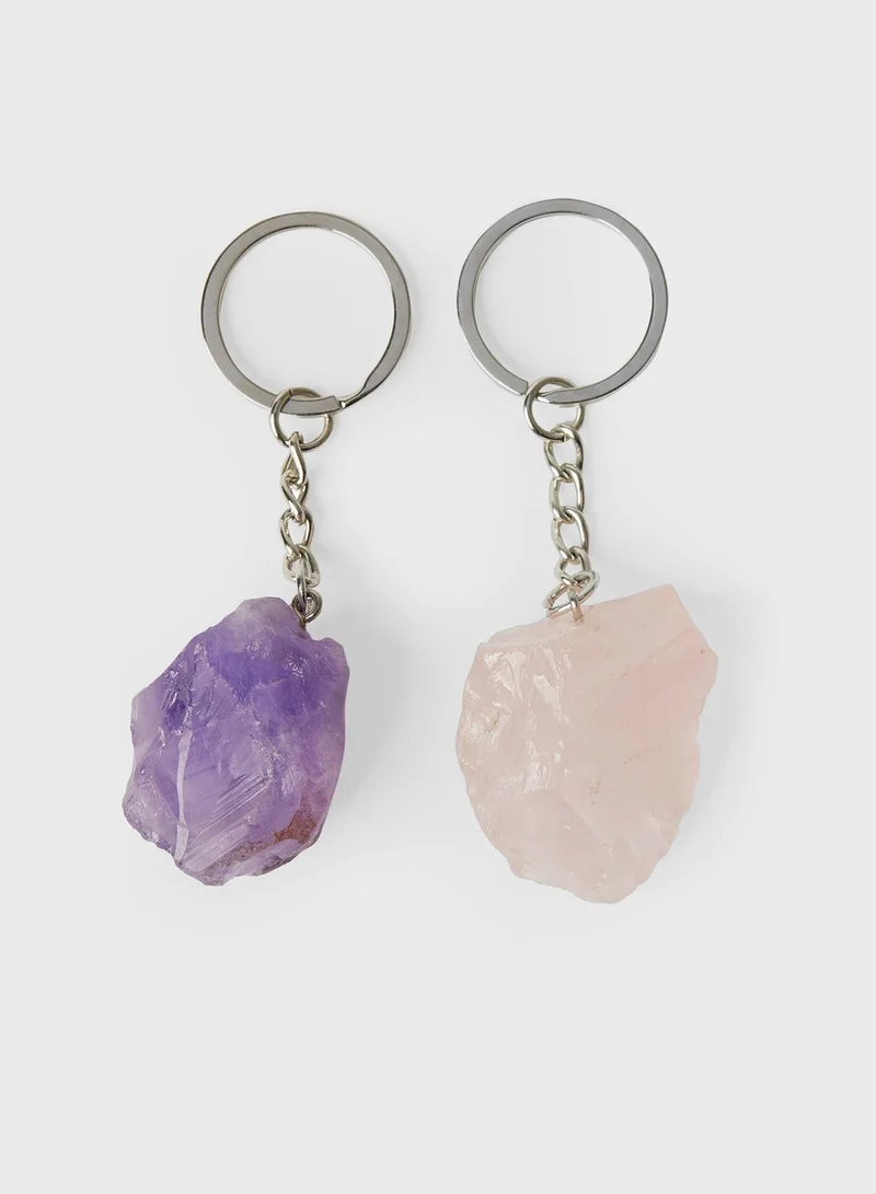 Prickly Pear Amethyst Crystal Keychain