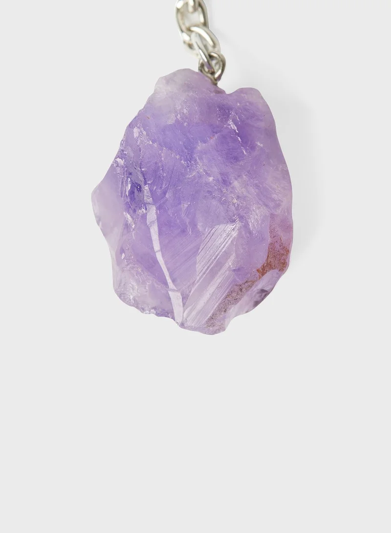 Prickly Pear Amethyst Crystal Keychain