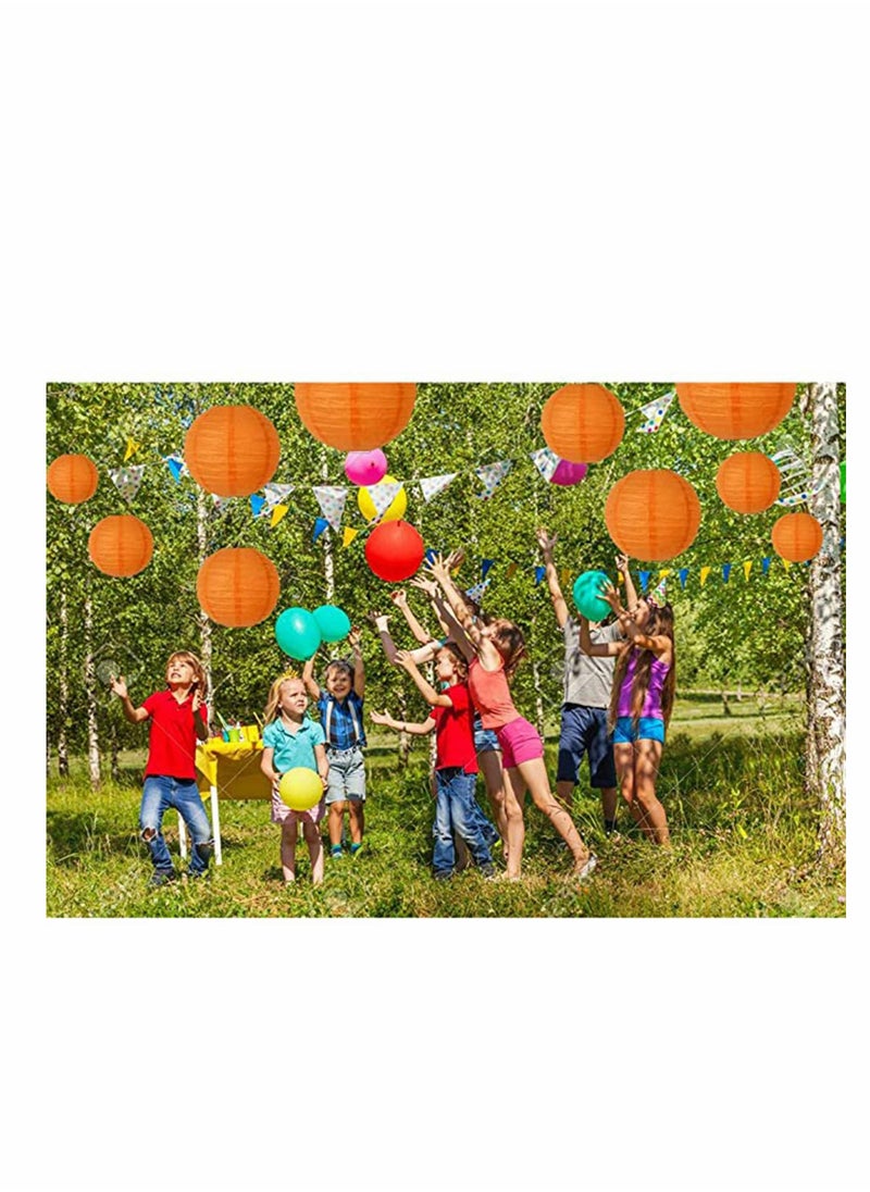 KASTWAVE - 10Pcs Orange Paper Lanterns Decorative, Chinese/Japanese Hanging Round Foldable Lantern, for Birthday, Wedding, Halloween, Bridal Shower, Home Decor, Party (Size of 4”, 6”, 8”, 10”) - Image 1