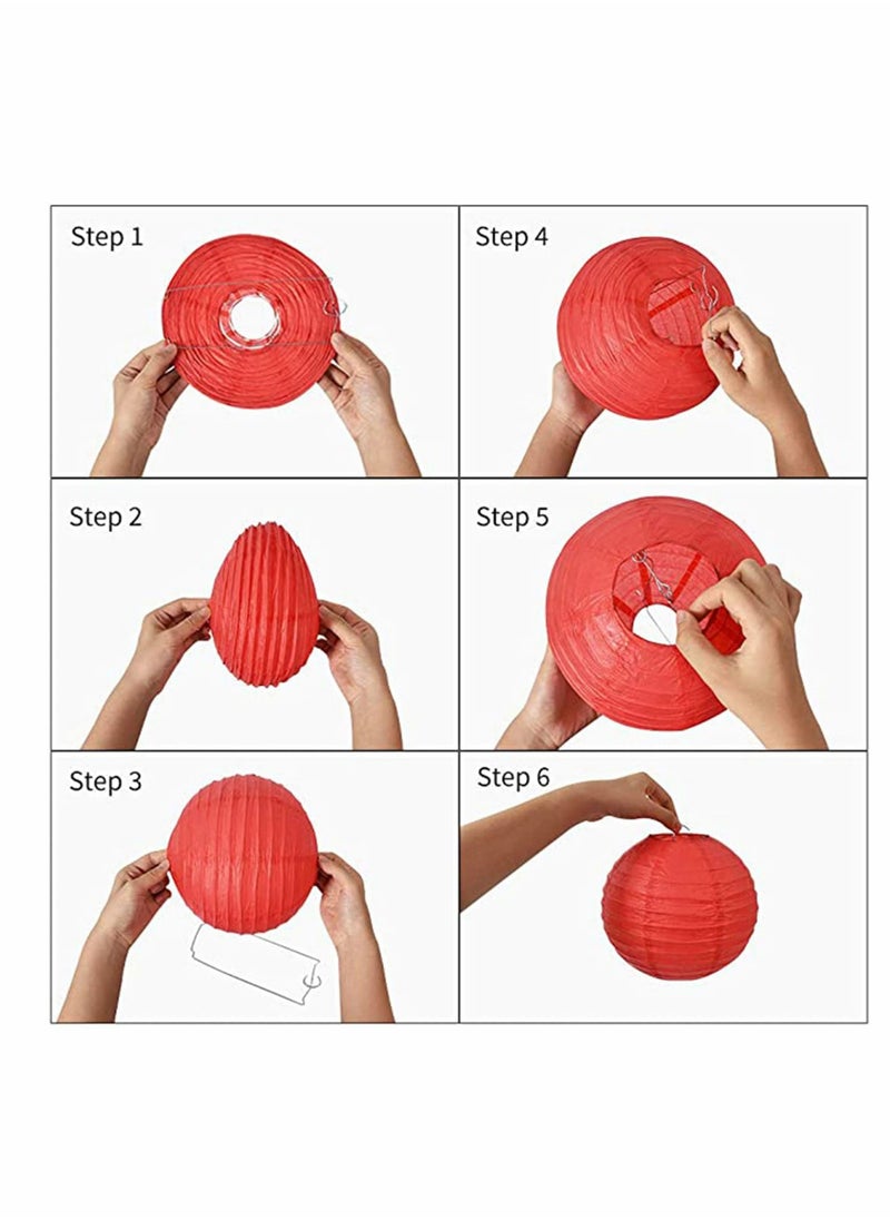 KASTWAVE - 10Pcs Orange Paper Lanterns Decorative, Chinese/Japanese Hanging Round Foldable Lantern, for Birthday, Wedding, Halloween, Bridal Shower, Home Decor, Party (Size of 4”, 6”, 8”, 10”) - Image 1