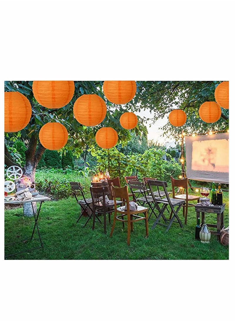 KASTWAVE - 10Pcs Orange Paper Lanterns Decorative, Chinese/Japanese Hanging Round Foldable Lantern, for Birthday, Wedding, Halloween, Bridal Shower, Home Decor, Party (Size of 4”, 6”, 8”, 10”) - Image 1