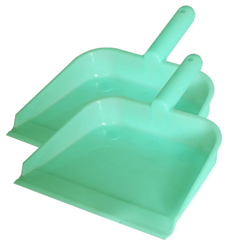 Kuber Industries Round 10 Plastic Dustpan Pack of 2 Green - Image 1