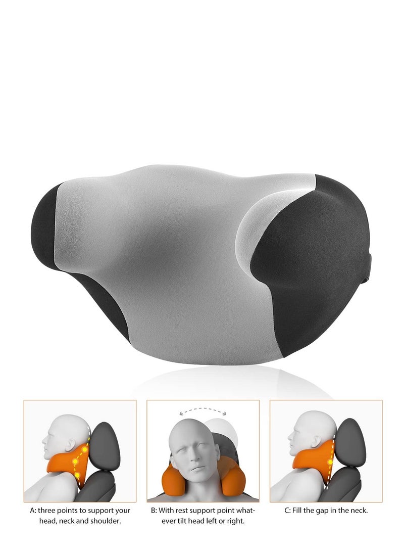 SOLARAE Car Neck Pillow, Softness Car Headrest Pillow for Driving with Adjustable Strap, 100% Memory Foam and Breathable Removable Cover, Comfortable Ergonomic Design (Black Grey) - Image 2