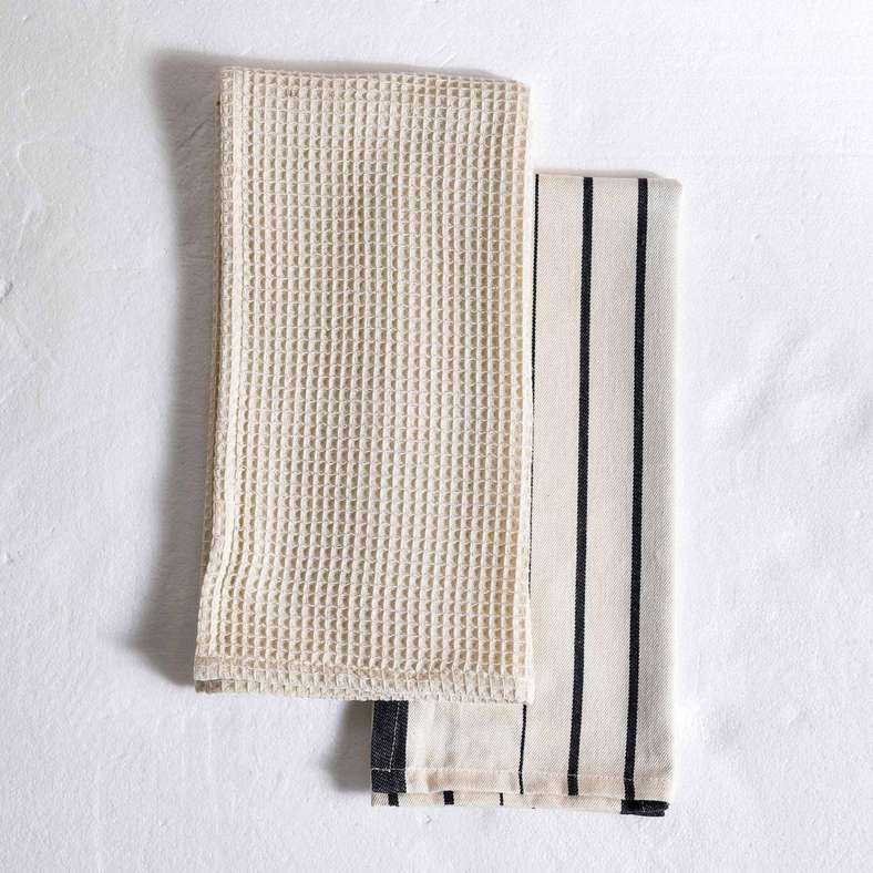 Pan Home Nayara Stripe Kitchen Towel Set - Black - Image 4