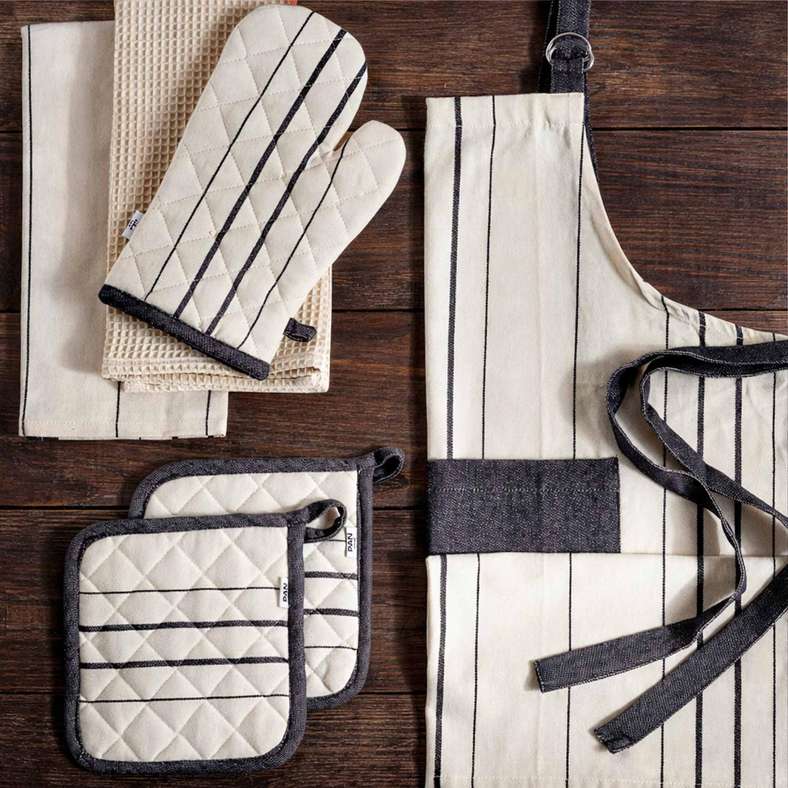 Pan Home Nayara Stripe Kitchen Towel Set - Black - Image 3