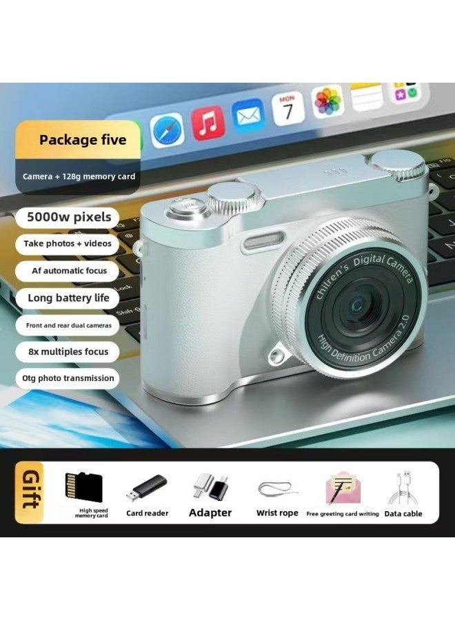 Generic 0.1 Billion Pixel Dual Camera Video Ccd Digital Camera Campus Student Party Retro Camera Small Card Machine-Body Color:Milk White  -  Special Price  - Image 1