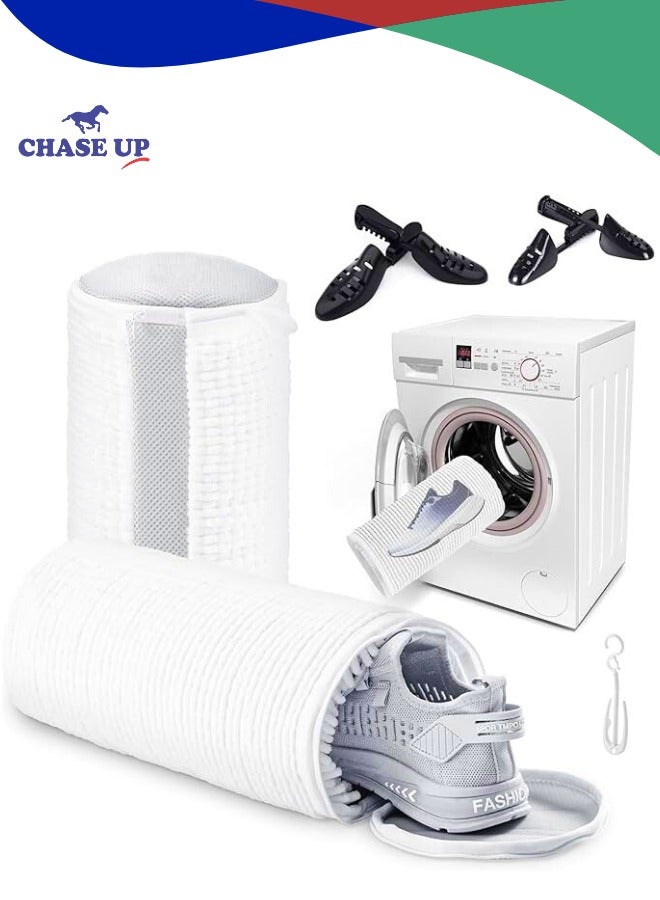 Chase Up Shoe Washing Machine Bag, 2-Packs Shoe Bag for Washing Machine, Reusable Laundry Shoe Bag, Mesh Shoe Wash Bag For Sneaker and Canvas, 360°Wrap-Around Cleaning Shoe Cleaning Bag  - Image 1