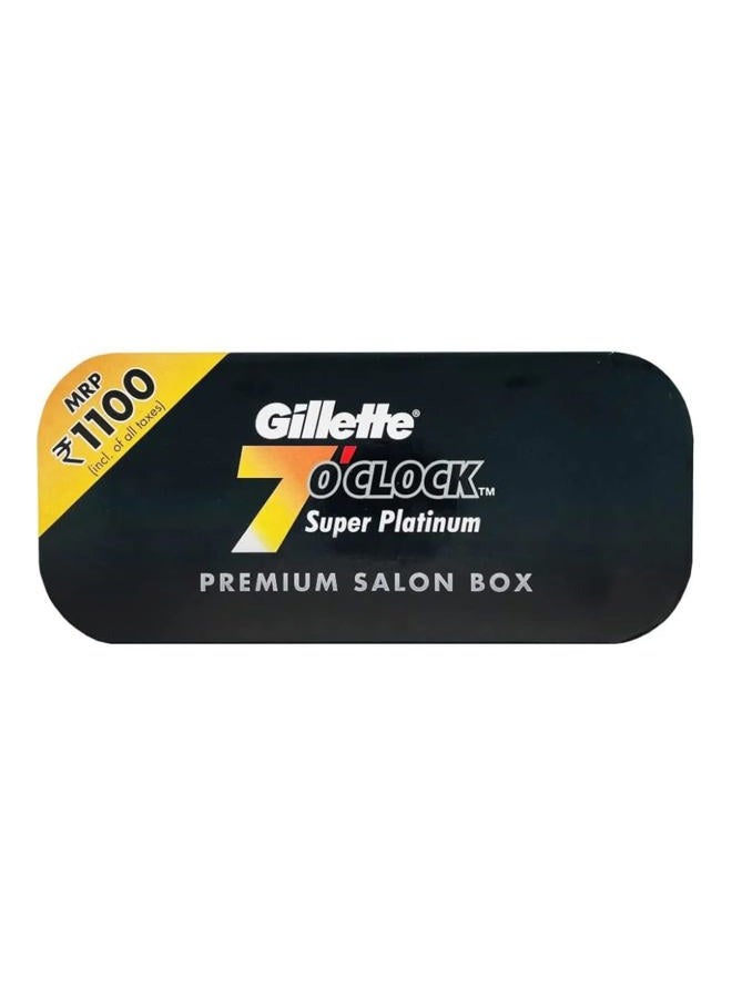 Gillette 100 شفرة حلاقة 7 O'clock سوبر بلاتينيوم مزدوجة الحافة (20x5) - المعروفة أيضًا باسم 7'Oclock Black - شفرات متميزة على بطاقة عرض - Image 1
